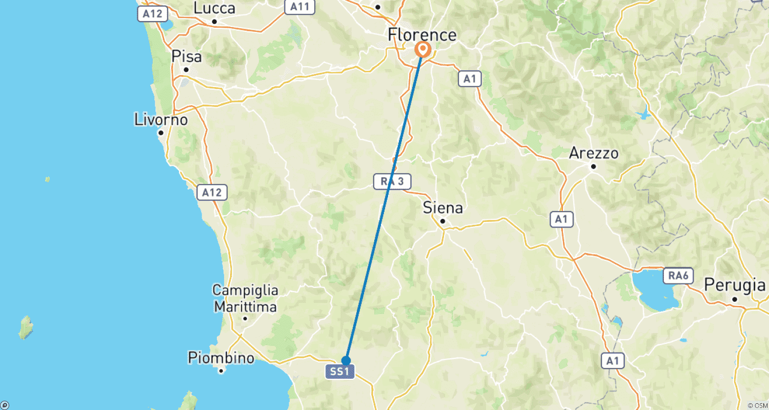 Mapa trasy: Florence Cultural Experience – 4 Days (Small Group)