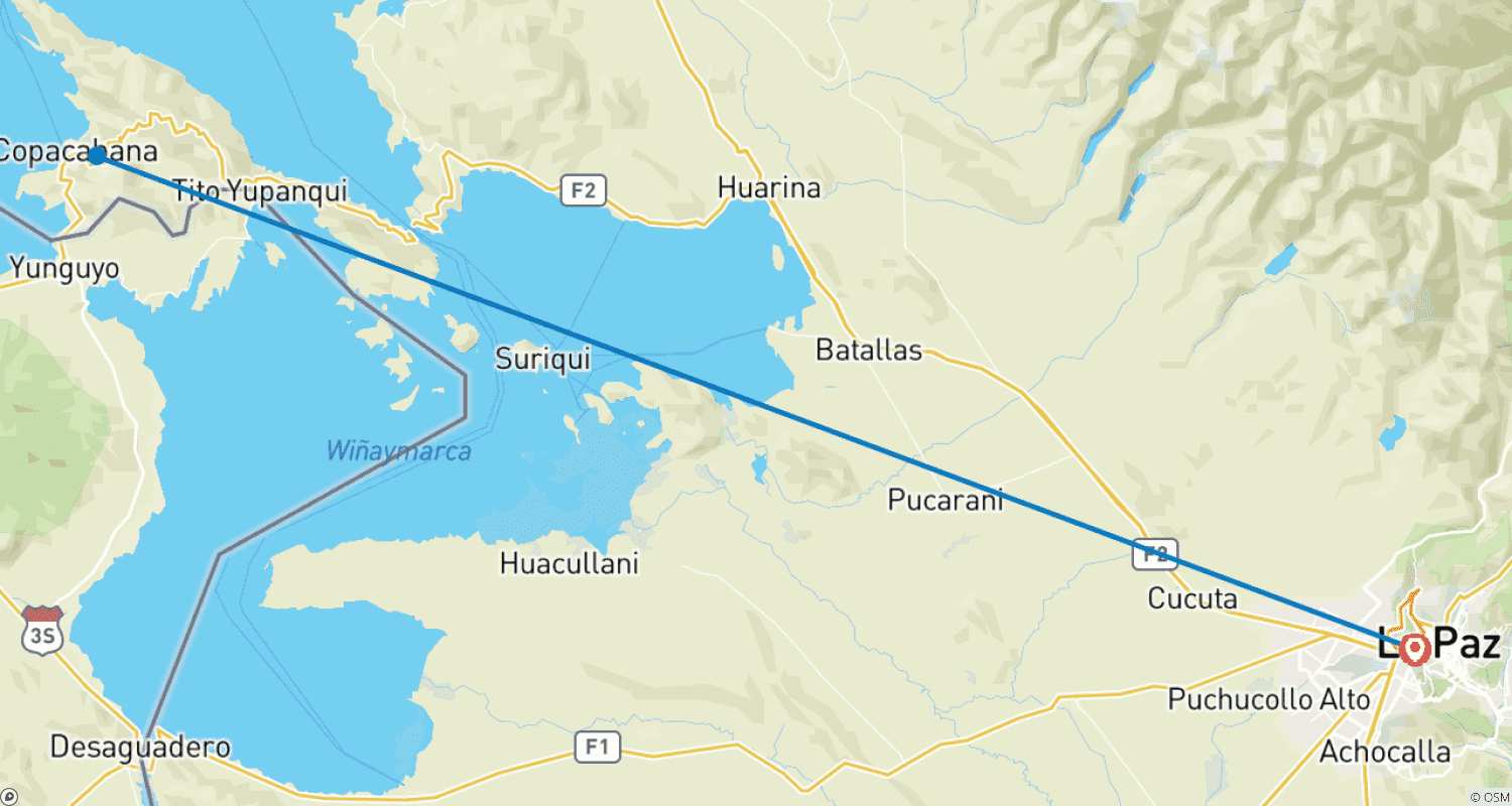 Mapa do percurso de Sacred Bolivia Express