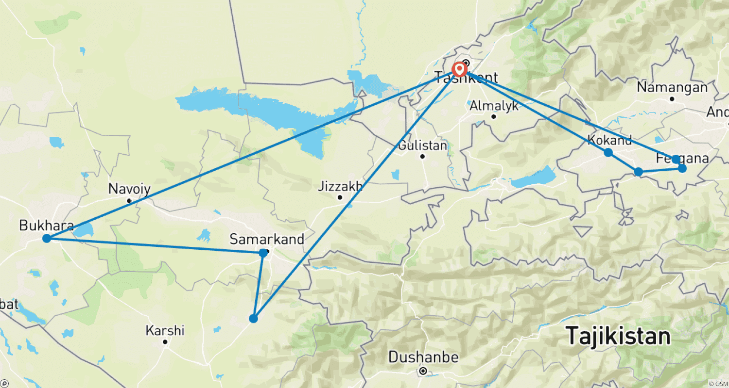 خريطة مسار Sunny Uzbekistan Tour - Private Tour