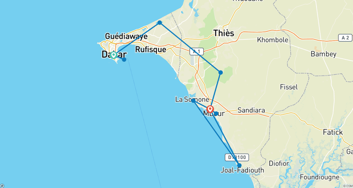 Introducing Senegal – 6 Daysのルートマップ