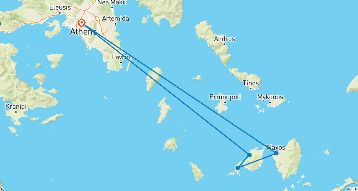 خريطة مسار Paros & Naxos Highlights Tour – 7-Days of Sun, Culture & Cuisine