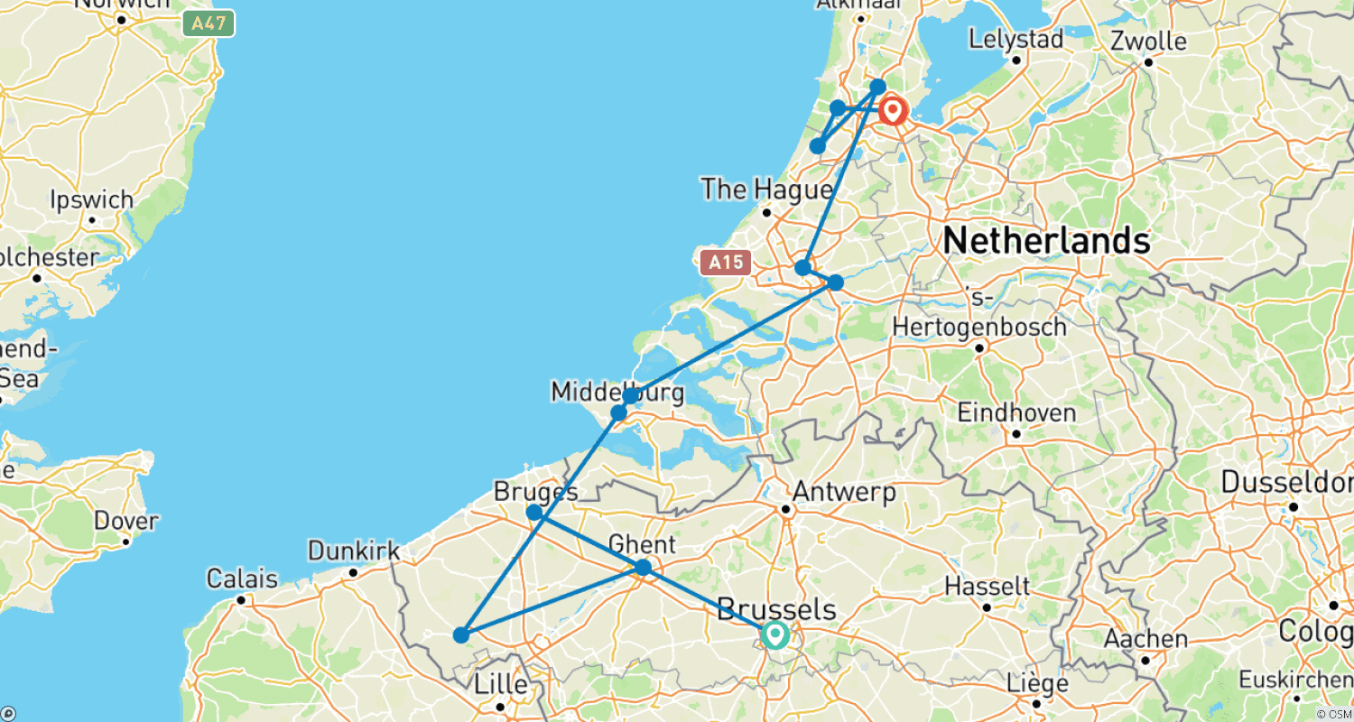 خريطة مسار Treasures of Belgium & Holland 2027