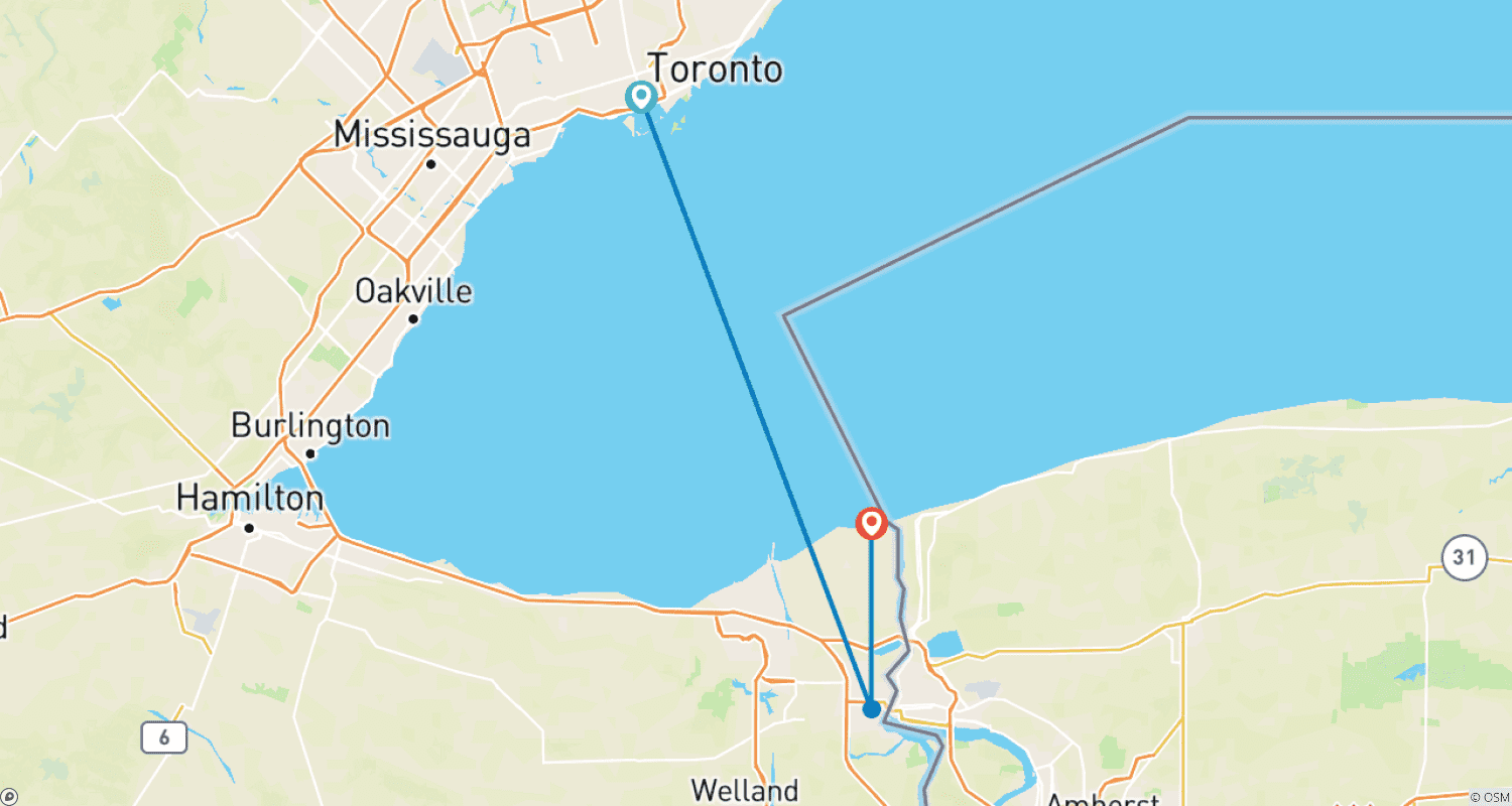 Mapa trasy: Toronto & Niagara Falls Discovery - 4 days