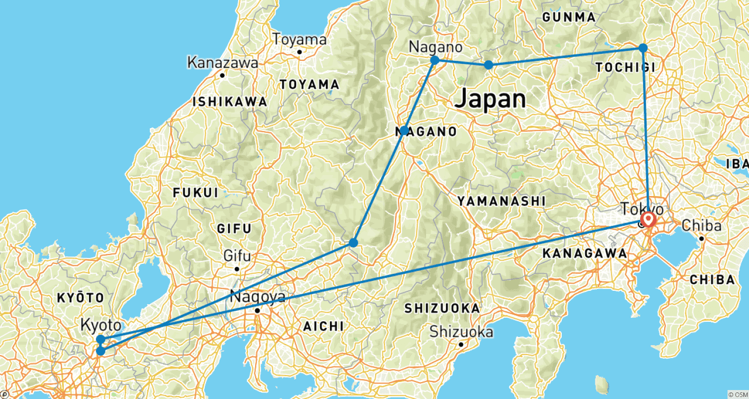 خريطة مسار Enchanting Journey Through Timeless Japan - 6 days
