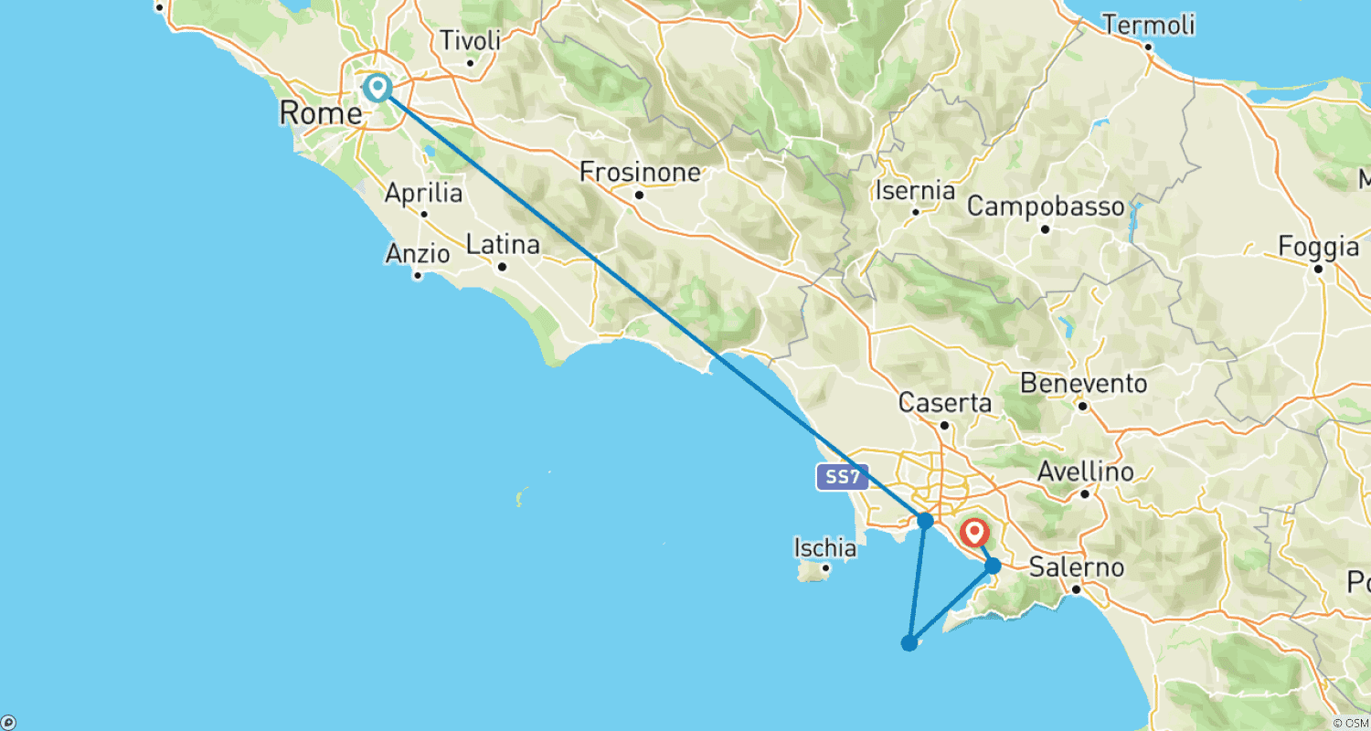 خريطة مسار Italian Adventure Rome, Naples, Capri - 3 days