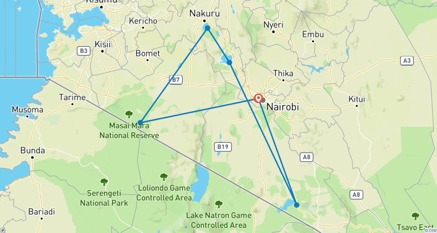 خريطة مسار TASTE THE LAND, TRACK THE WILD – Kongoni Safari