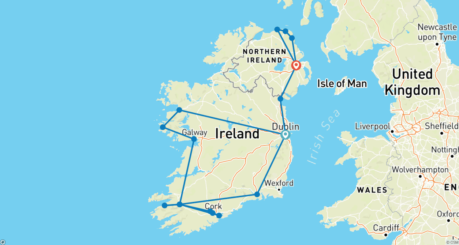 THE EMERALD PULLMAN - Private exclusive heritage railcruise of Irelandのルートマップ