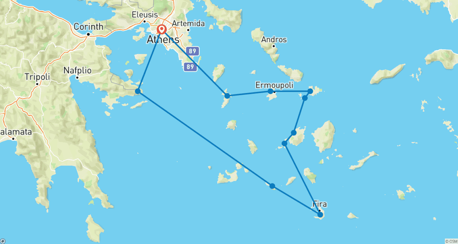 JEWELS OF CYCLADES ISLANDS Cruise with the M/S Galileoのルートマップ