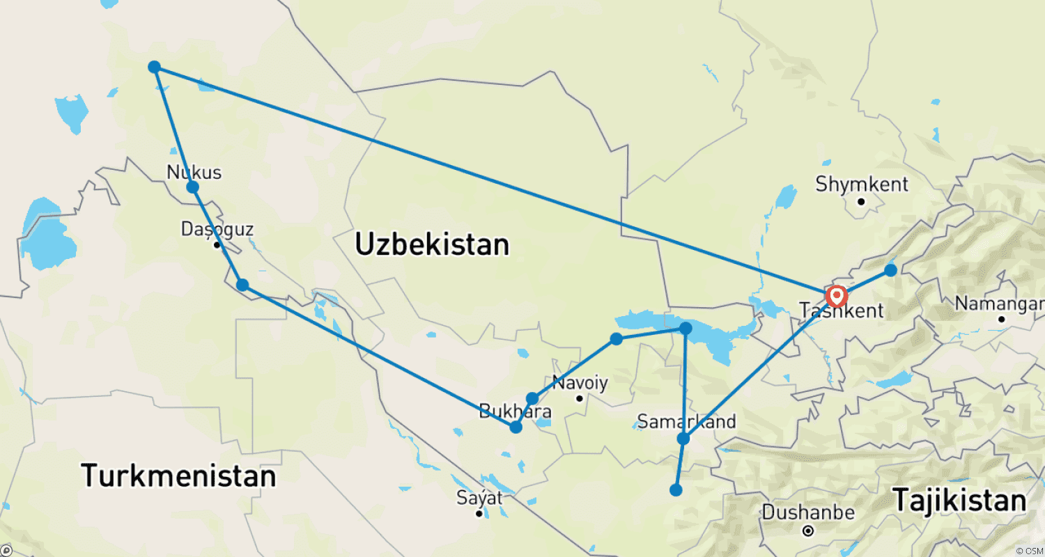 خريطة مسار Adventure Tour to Uzbekistan - Private Tour