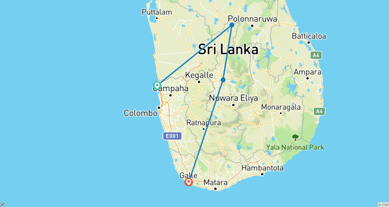Mapa do percurso de Sri Lanka "The Gathering"