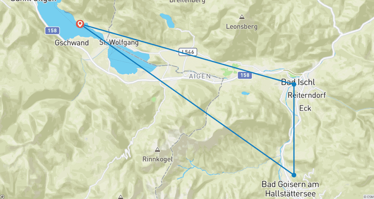 Mapa trasy: Przyjemne wędrówki po Salzkammergut