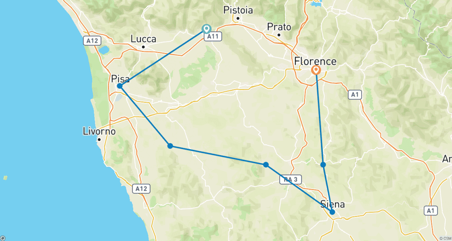 Mapa trasy: Toskania