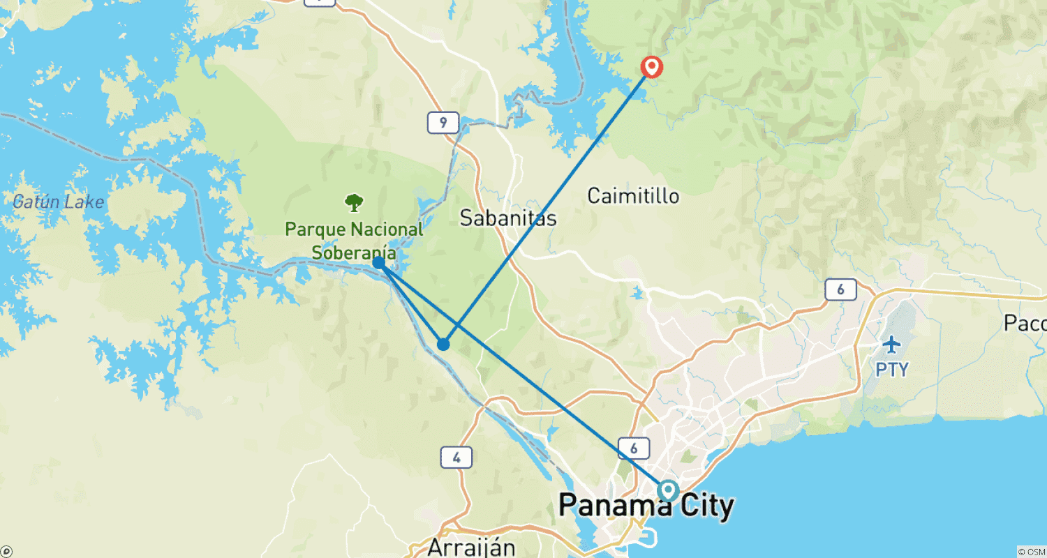 Mapa trasy: Najlepsze z Panamy - 6 dni