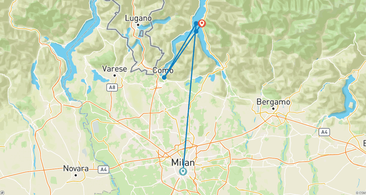 Mapa trasy: Budget Milan & Lake Como  - 3 days