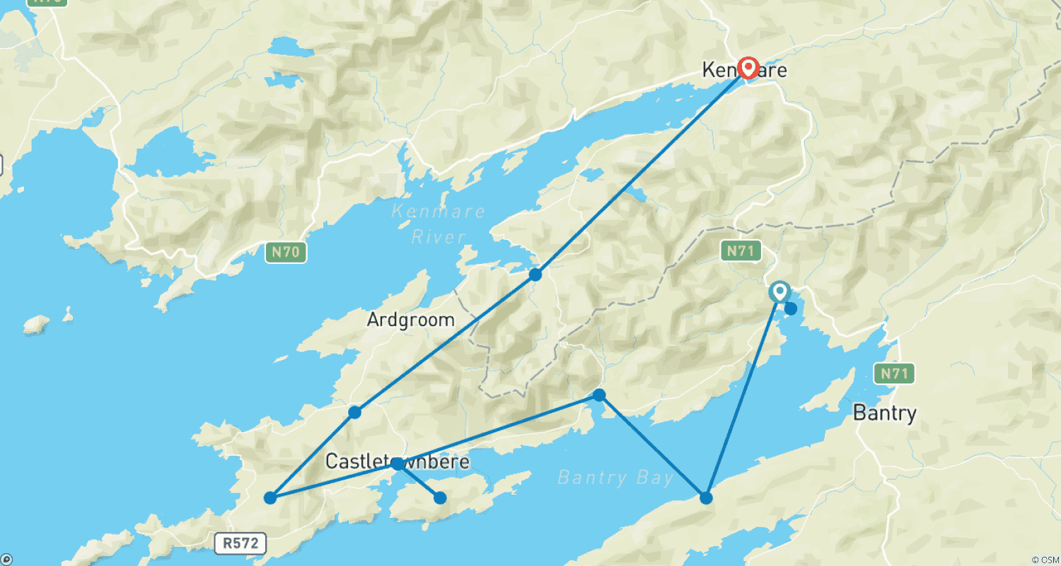 Mapa trasy: Beara Way, 8 day Self-guided walking