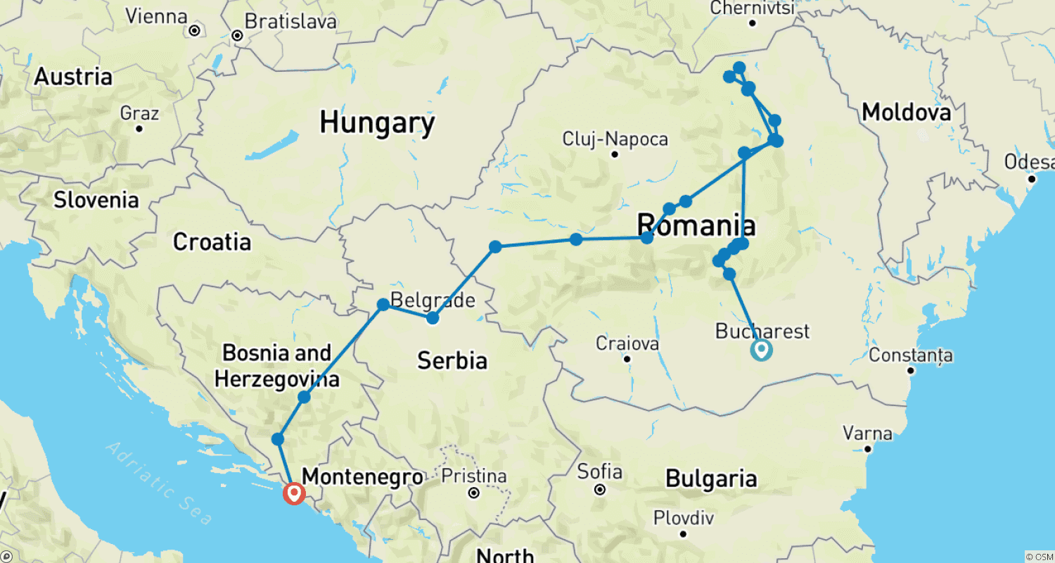 Mapa trasy: Balkan Tour – Ending in Dubrovnik
