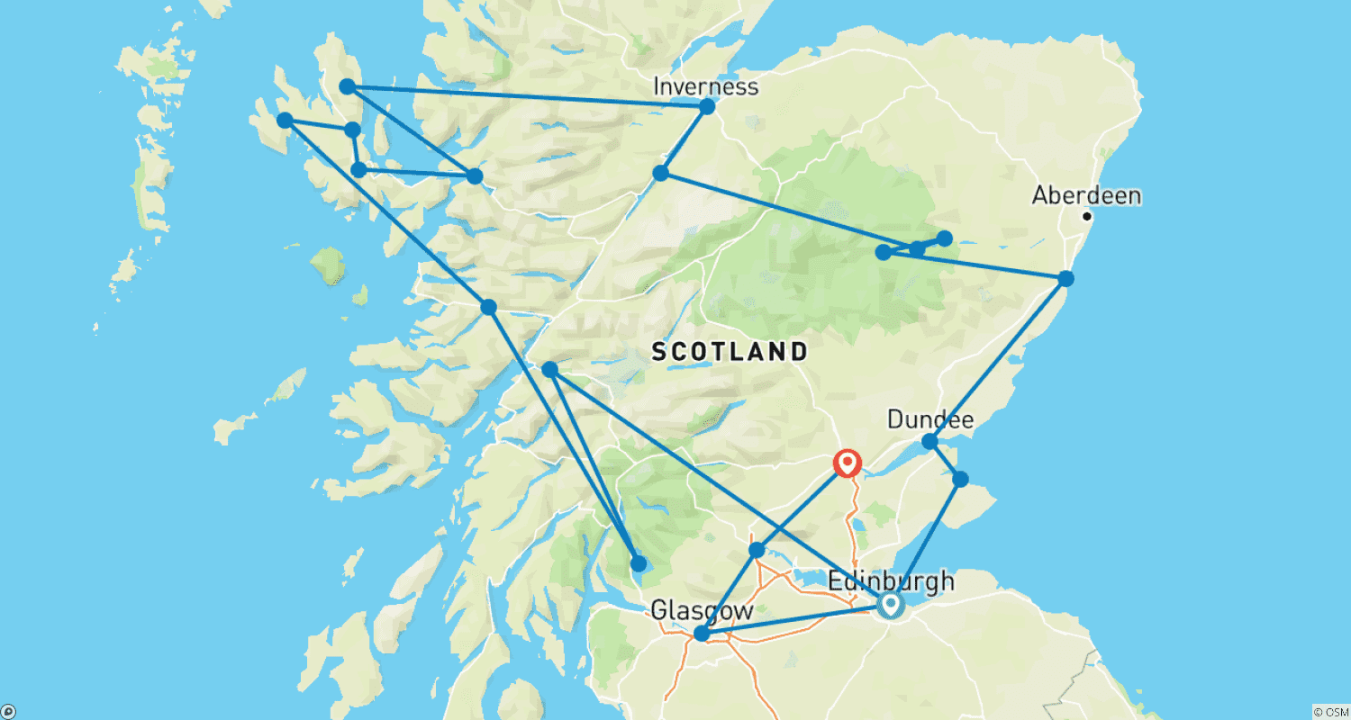 Scotland Through the Eyes of Kovy and Miraのルートマップ