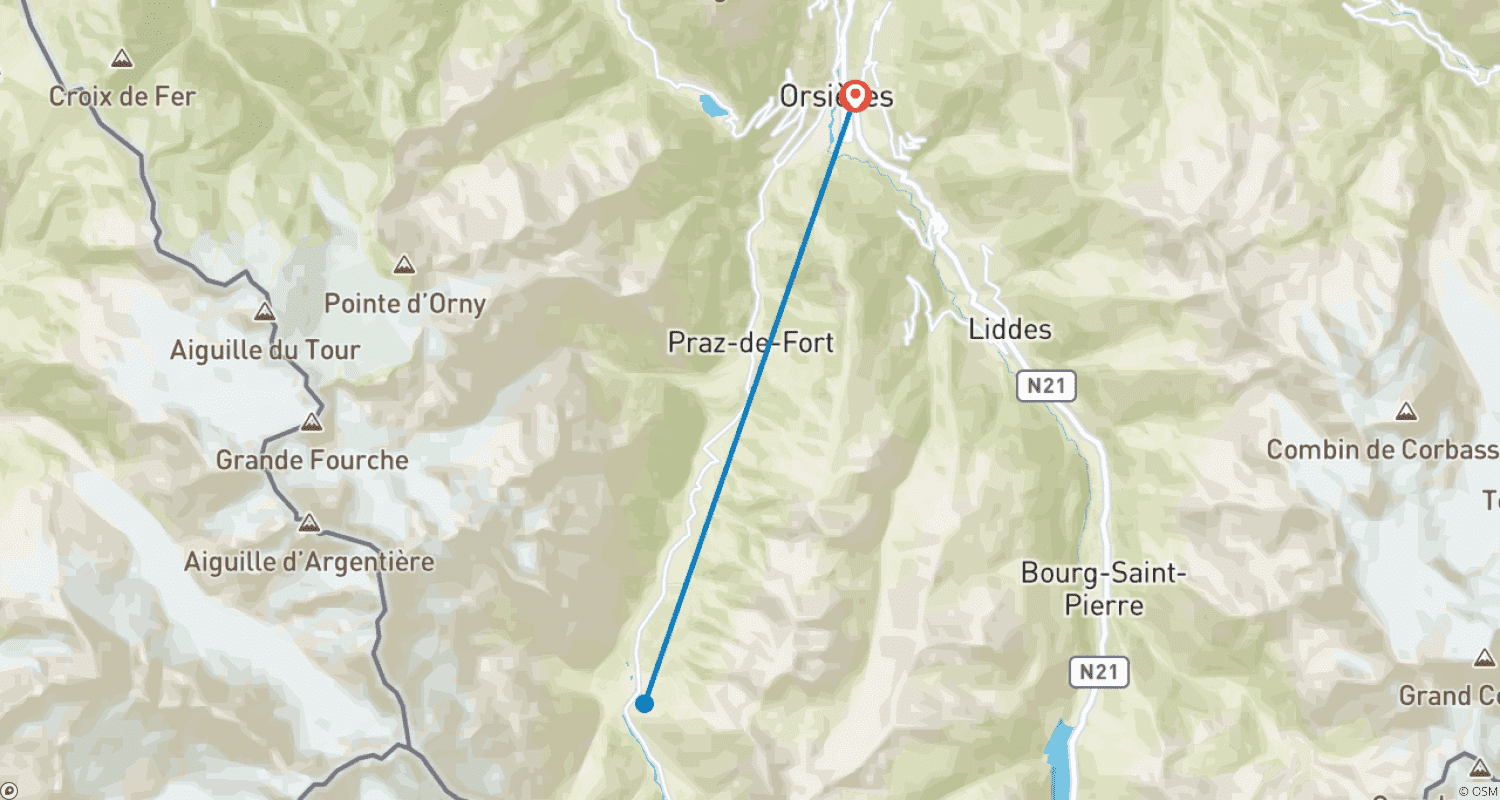 Mapa do percurso de O Melhor do Mont Blanc: Mini Tour do Mont Blanc