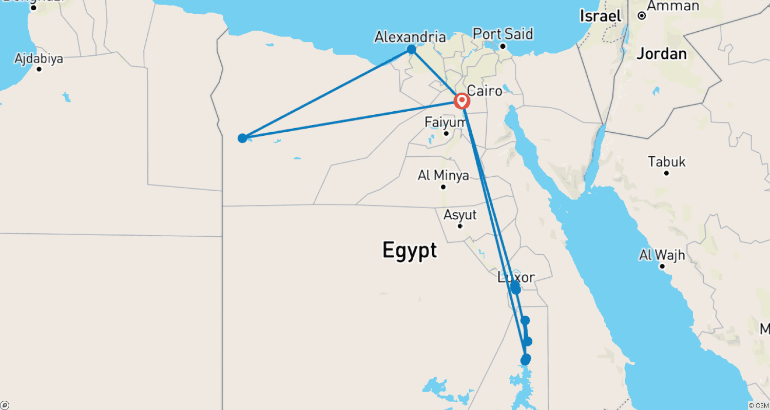 From Ancient Cities to Desert Oasis – 10 Days Egyptのルートマップ