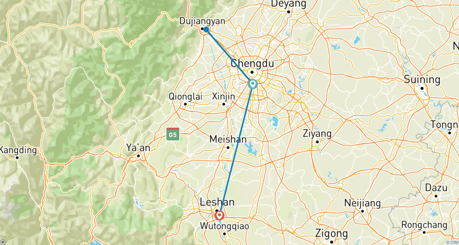 Mapa trasy: Chengdu City Break (Standard) - 4 days