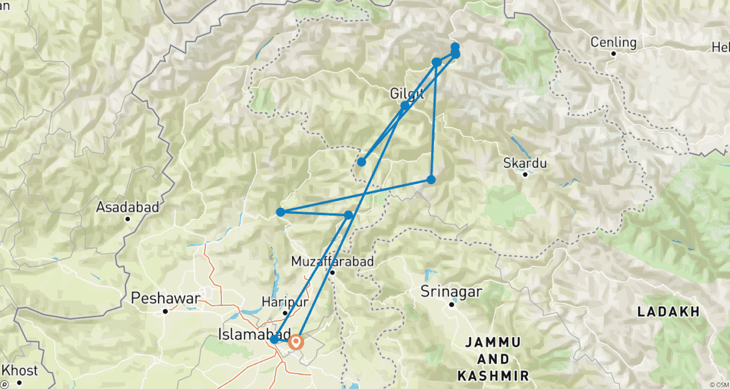 Mapa trasy: Hunza Cherry Blossom Tour