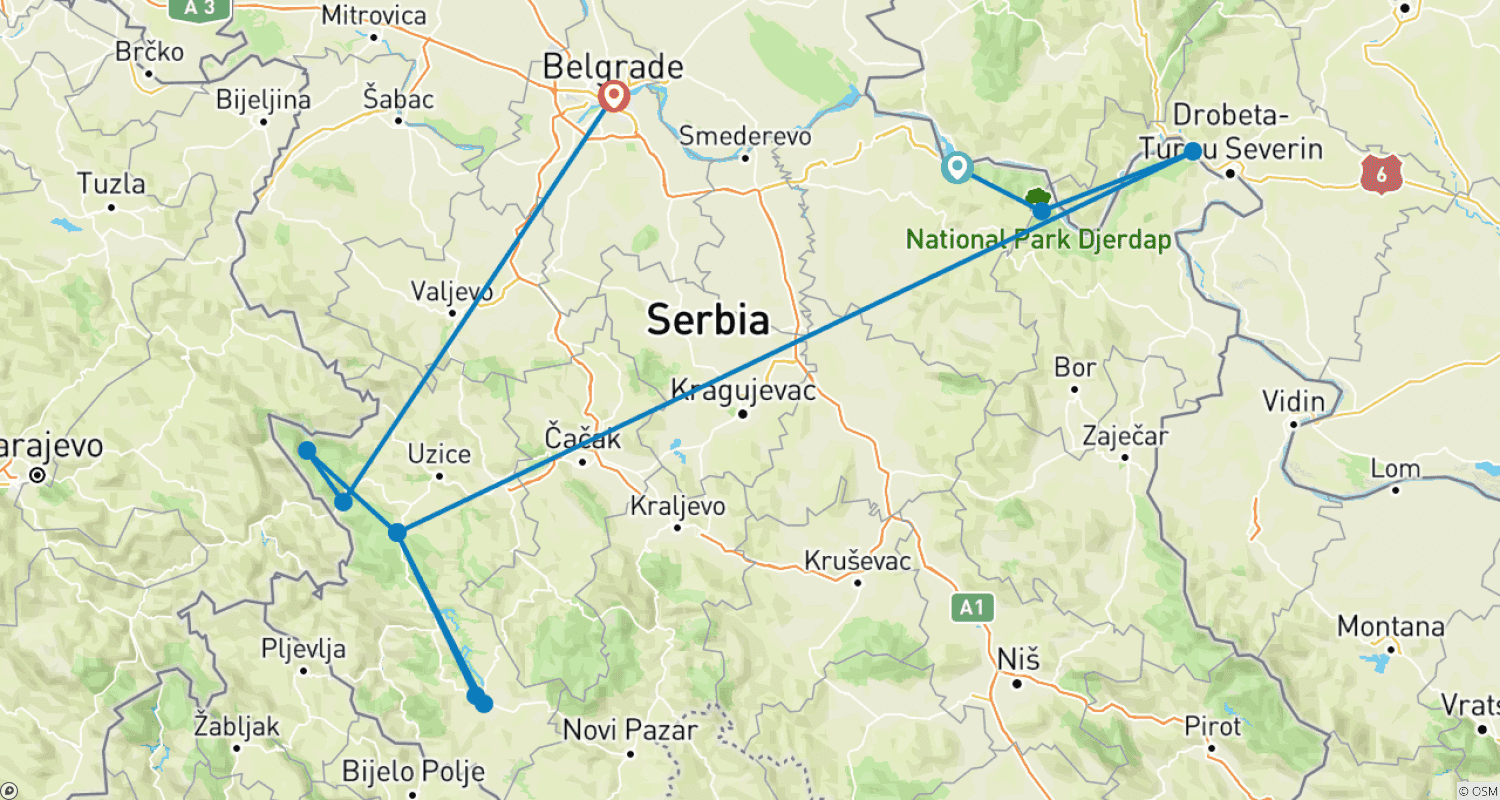 خريطة مسار SERBIA: The Ultimate Viewpoints Experience