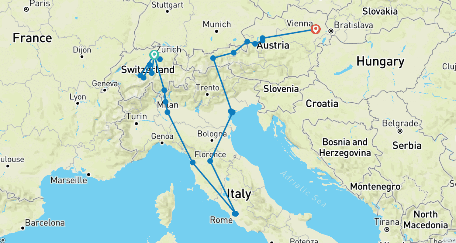 Mapa trasy: A European Odyssey