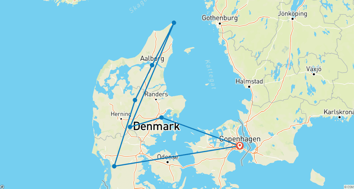 Mapa trasy: Denmark Scenic Multi-Activity Self-Drive Private Tour - 9 Days