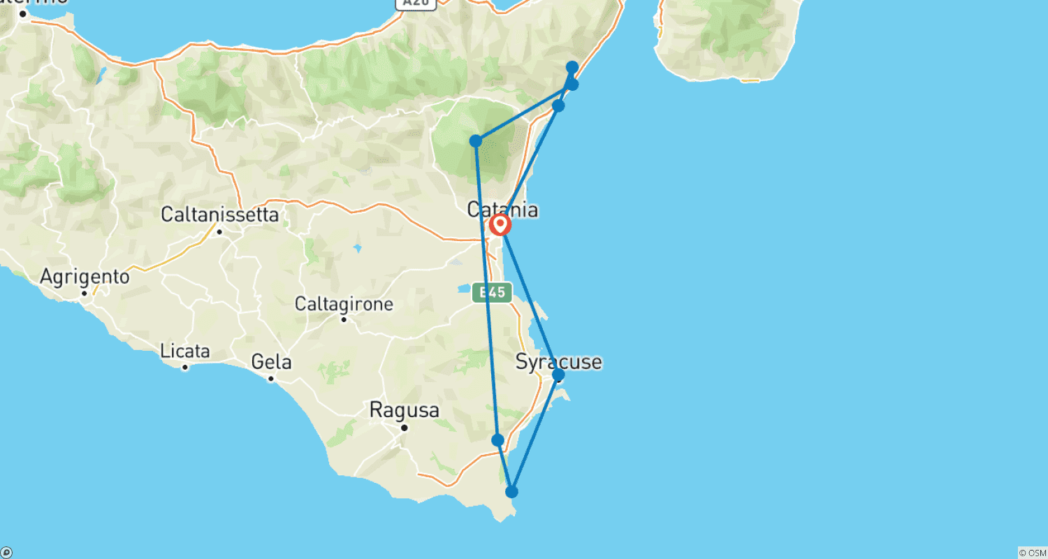 Mapa trasy: 6 Days Small Group Sicily Highlights (Max 8 Guests)