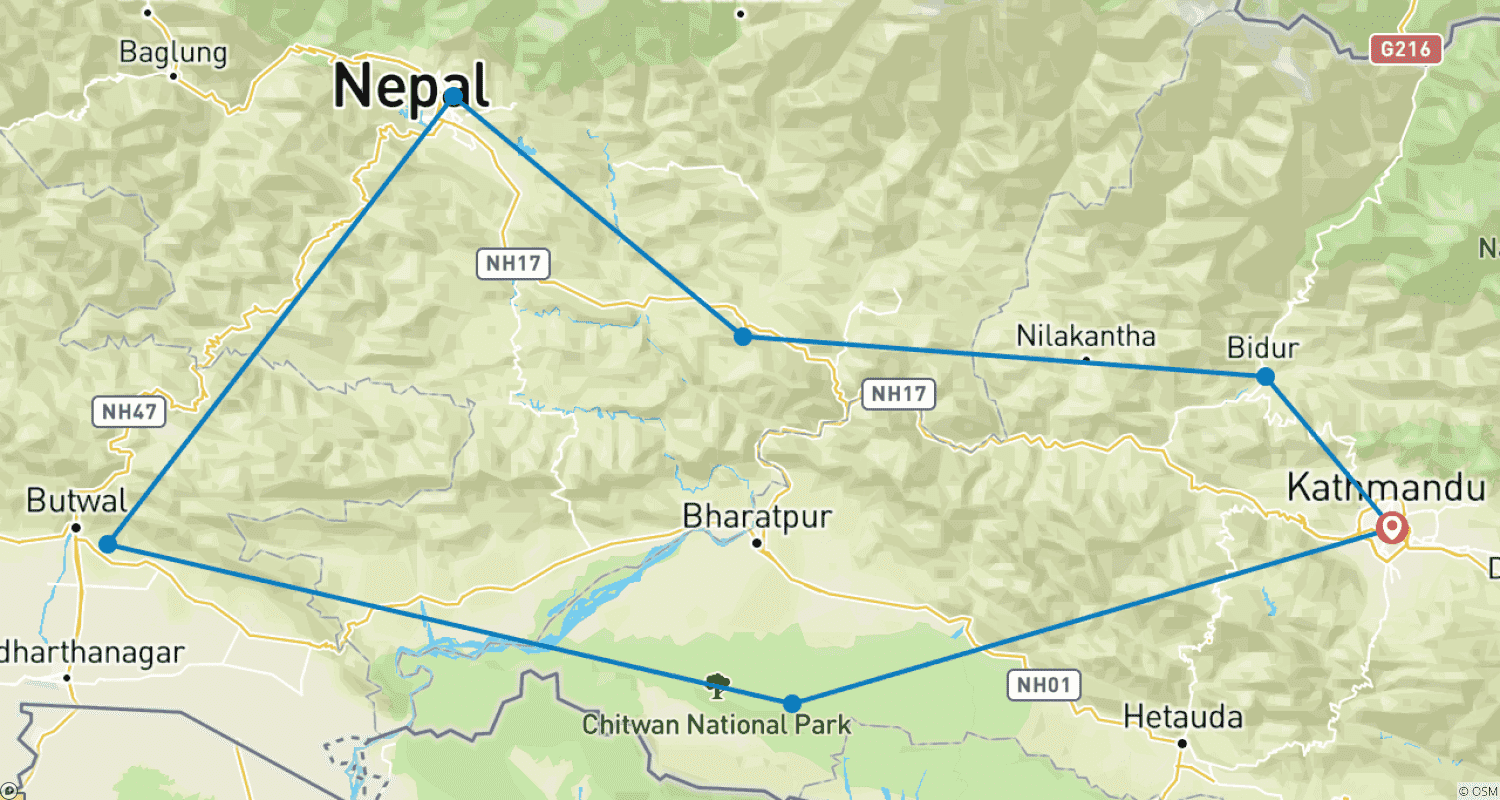 Mapa trasy: Nepal Highlights Trail By G Experiences