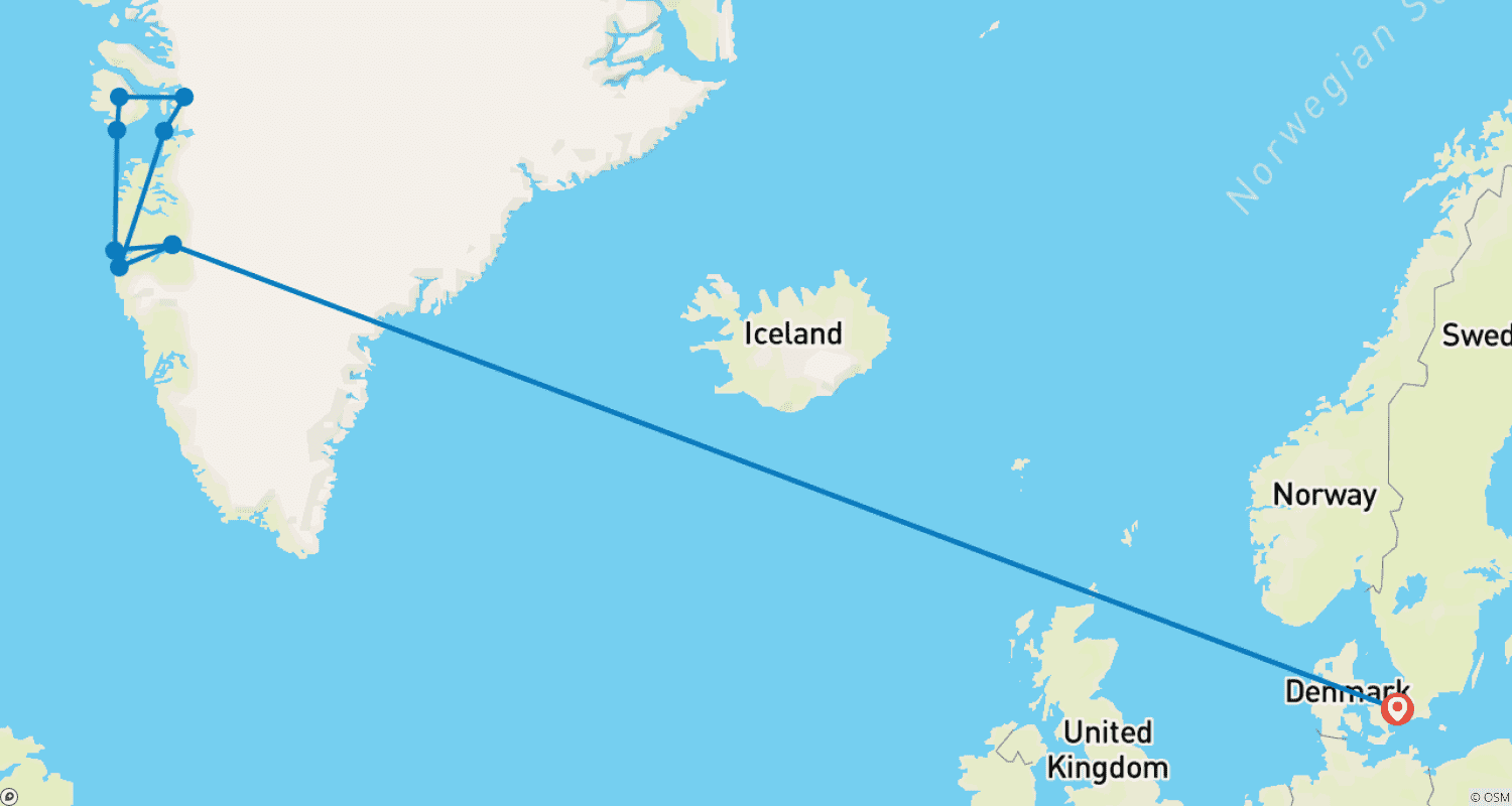 Mapa do percurso de Greenland: Disko Bay & Ilulissat (Ocean Victory)
