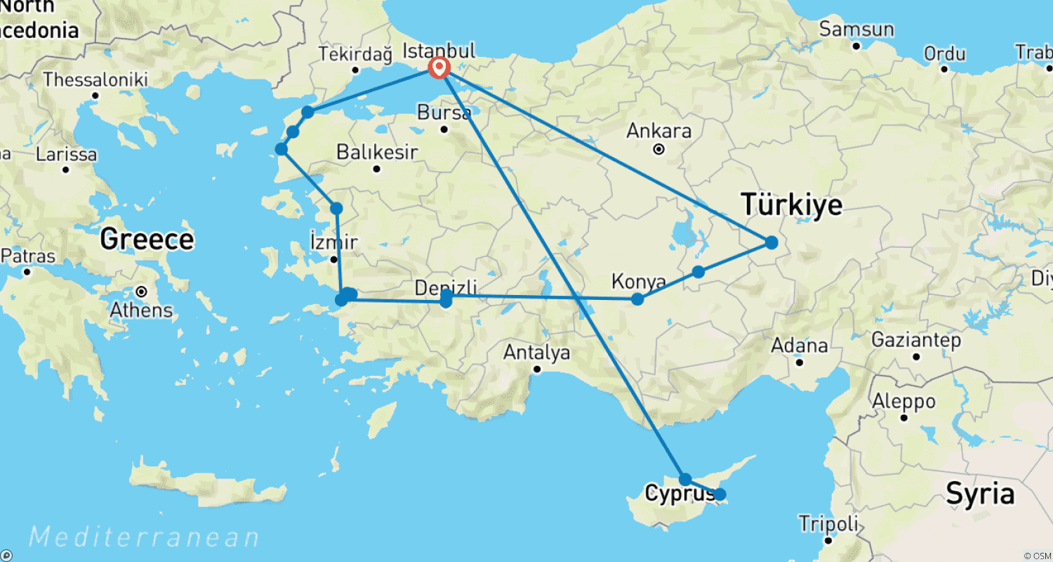 خريطة مسار Fire of Anatolia with Cyprus Sun