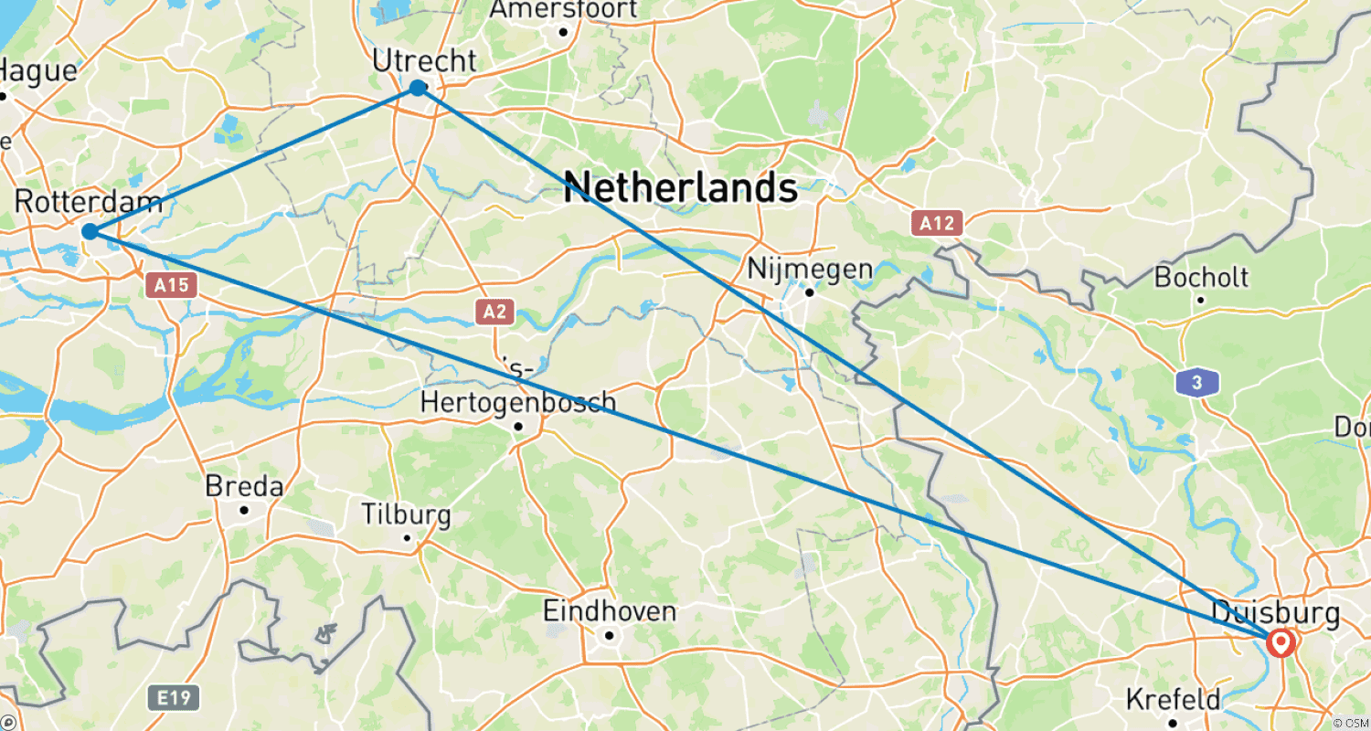 Mapa do percurso de Rhine Canal Magic & City Nights 2027