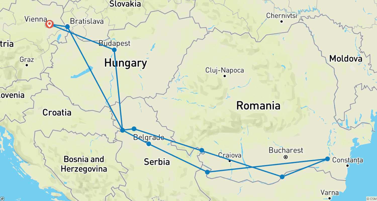 Danube Queen: Vienna towards the Delta 2027のルートマップ