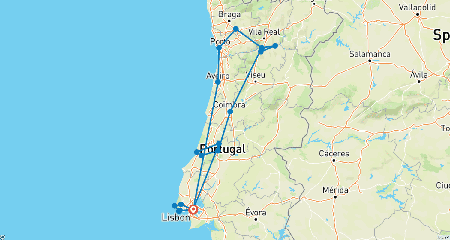 خريطة مسار Discover Portugal Small Group Tour