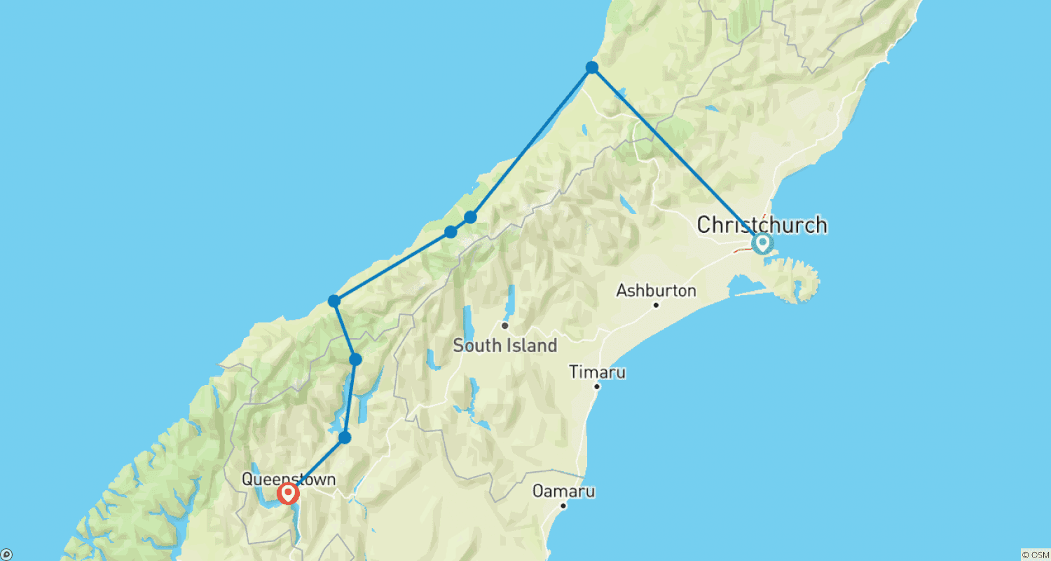 خريطة مسار Great West Coast Cycle