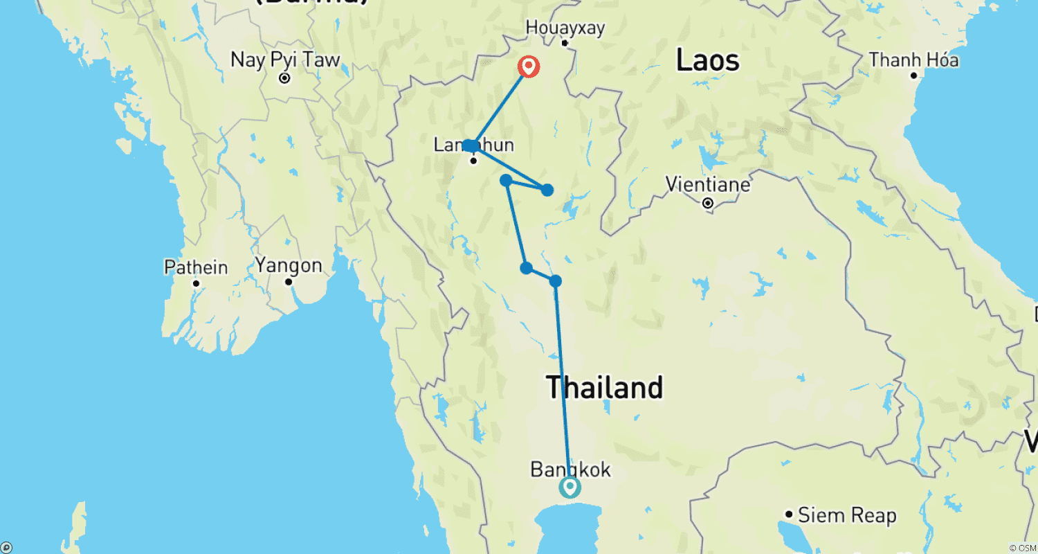 خريطة مسار Thailand - Heritage of the North 14 Days
