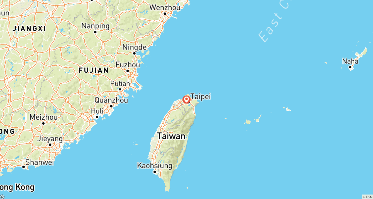 Mapa trasy: Tajwan: Tajpej, Geopark Yehliu, Wioska Jiufen, Pingxi, Wodospad Shifen - 3 dni
