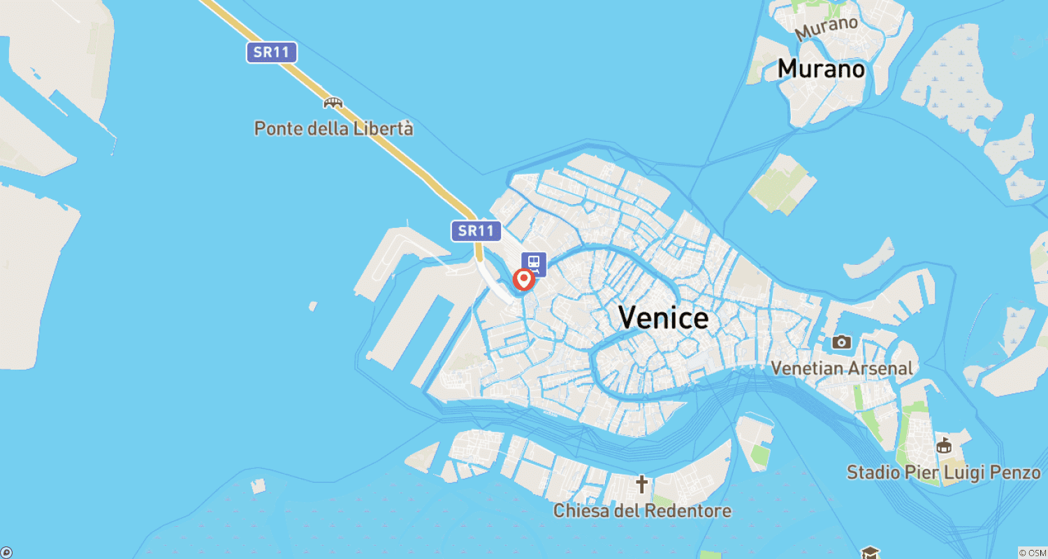 Mapa do percurso de Experiência de Descoberta em Veneza - 4 dias