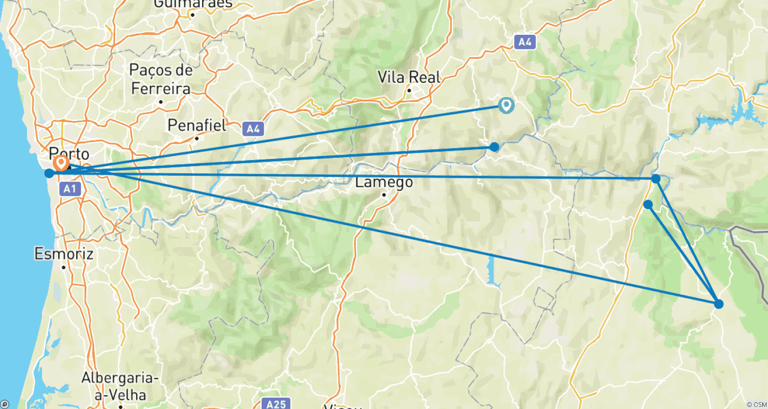 Mapa trasy: Douro & wildes Côa-Tal entdecken (8 Tage)