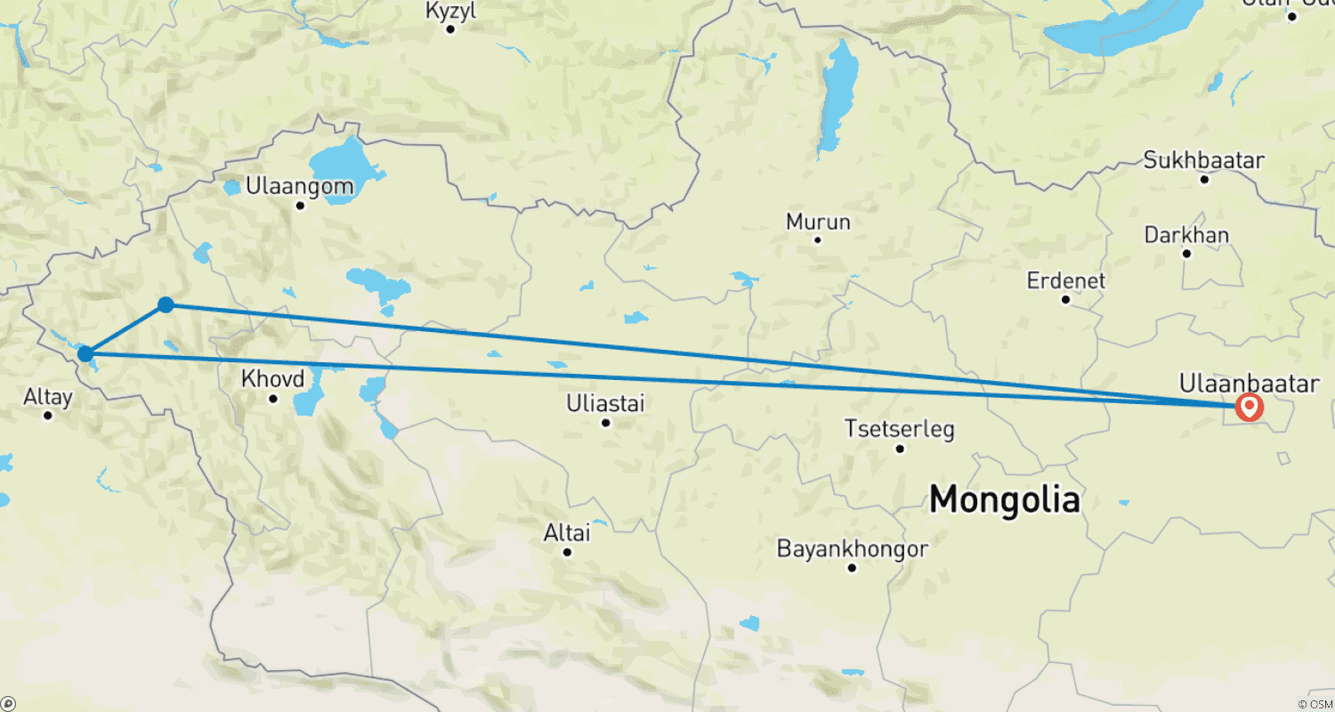 خريطة مسار Magnificent Mongolia with Golden Eagle Festival 2026