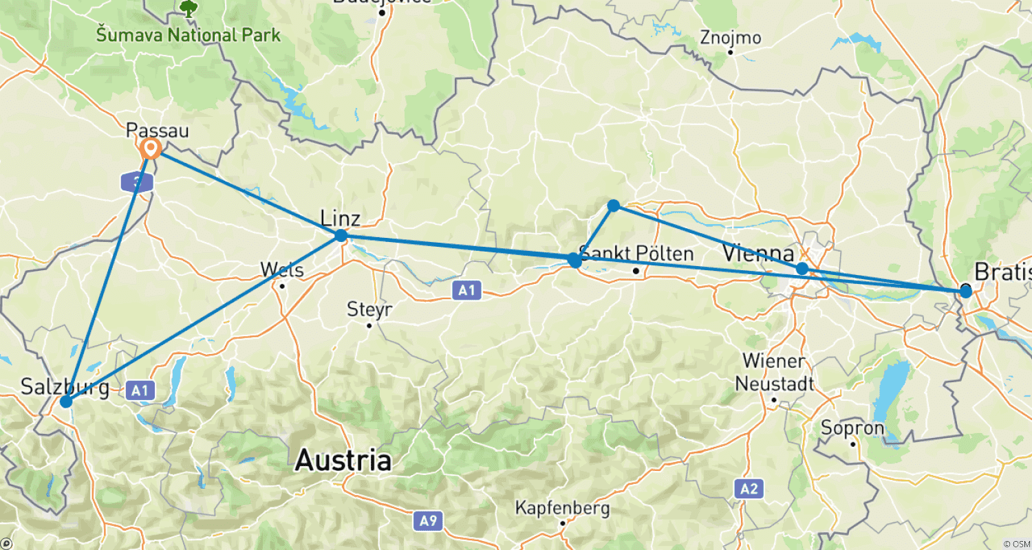 خريطة مسار Christmas Cruise on the Danube (Passau - Passau)