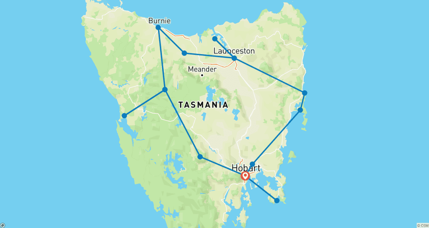 Mapa trasy: Tasmanian Wonders