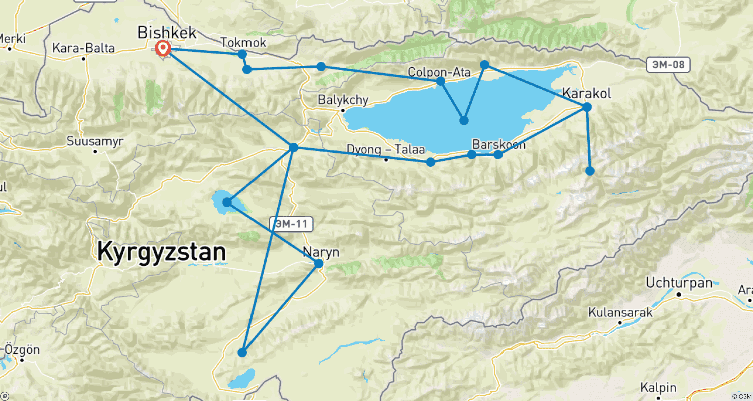 Mapa trasy: Adventure in Kyrgyzstan