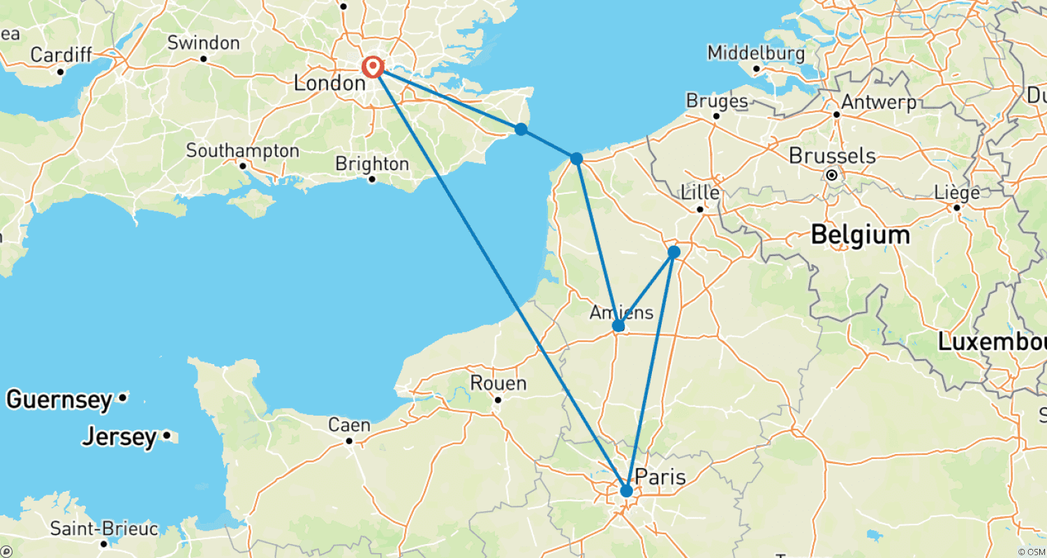Mapa trasy: Paryż na Boże Narodzenie
