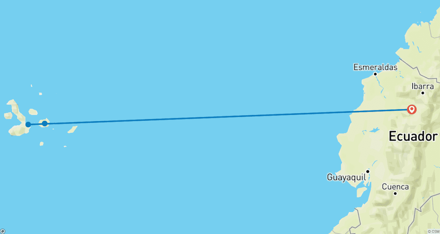Mapa do percurso de AVENTURA NO EQUADOR E GALÁPAGOS