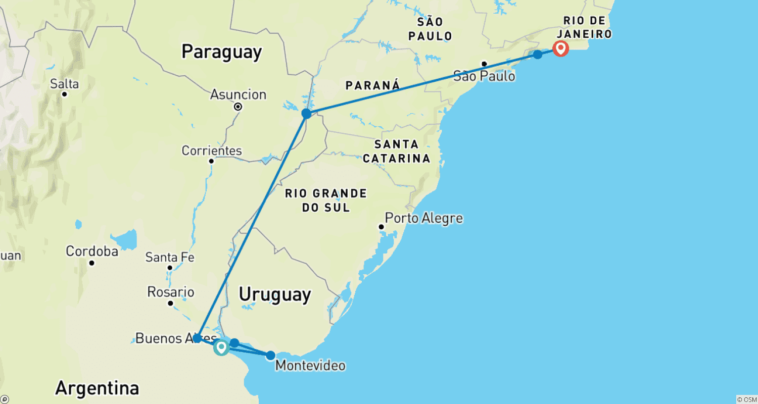 Mapa trasy: Buenos Aires to Rio