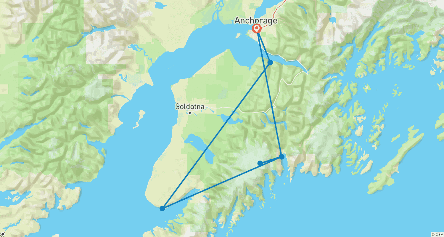 Mapa trasy: Alaska Kenai Fjords Explorer - 9 dni