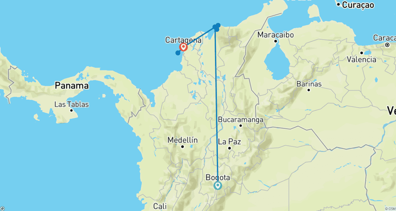Mapa trasy: Classic Colombia – 10 Days