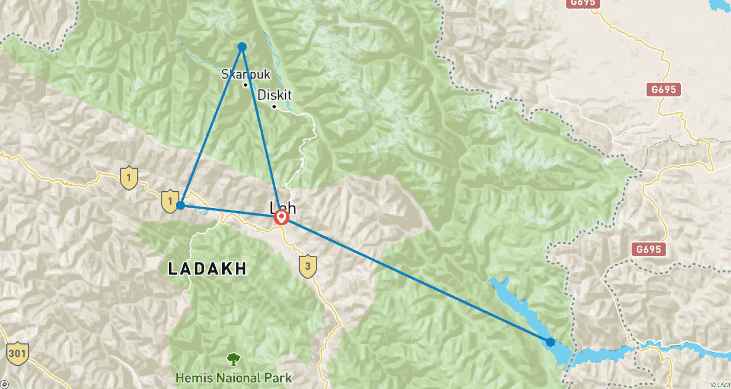 Mapa trasy: Niesamowite doświadczenie przyrodnicze w Leh Ladakh